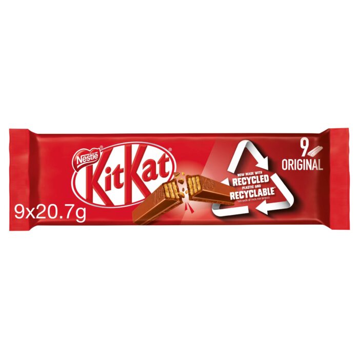 KitKat 2 Finger Milk Chocolate Biscuit Bar Multipack 9x20.7g