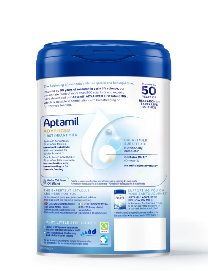 Aptamil Advanced 1 First Formula Baby Milk Powder from Birth 800g - Image 2