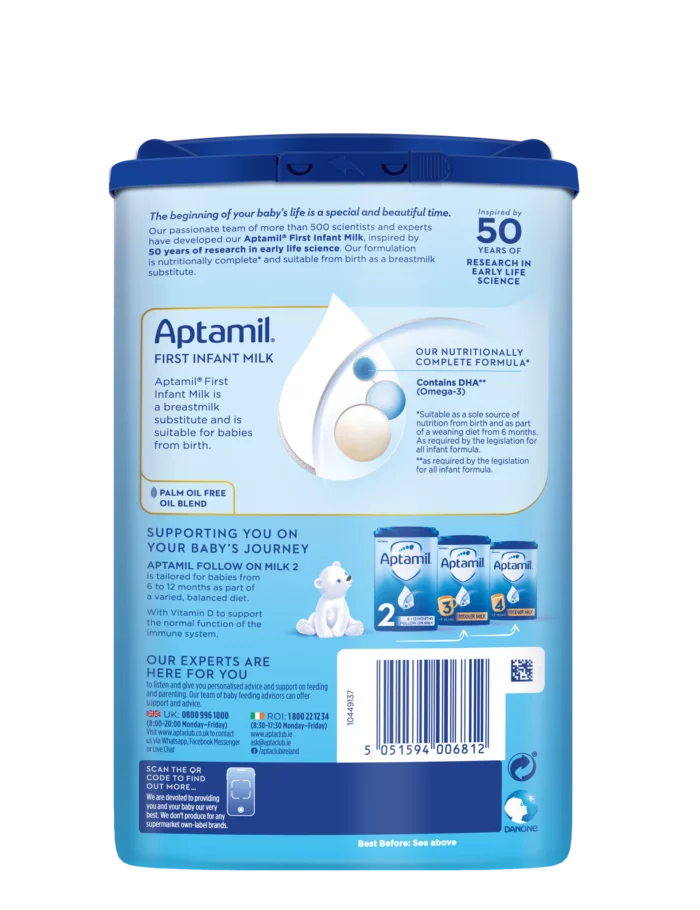 Aptamil 1 First Baby Milk Formula Powder from Birth 800g - Image 2